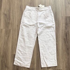 Club Monaco White Cropped Linen Blend Pants